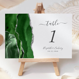 Numeração De Mesa Casamento em Ágata Prata Caçador Moderno Verde