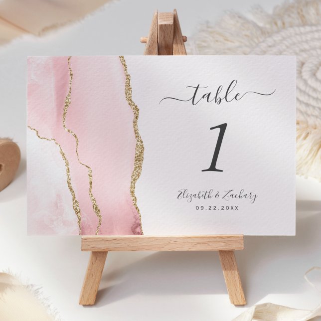 Numeração De Mesa Casamento em Ágata Rosa Dourado (Criador carregado)