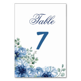 Numeração De Mesa Casamento em Azul Empoeirado Floral e Eucalipto