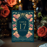 Numeração De Mesa Casamento Encantado de Jardim Teal Fantasy<br><div class="desc">Celebrar com esta design de Casamento de Jardim Encantado Fantasia. Essa design é perfeita para casais que buscam uma estética moderna e caprichosa. A design na parte de trás do convite NÃO é uma folha de ouro real. Os itens são impressos exatamente como aparecem na tela quando você adiciona ao...</div>