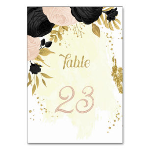 Numeração De Mesa casamento entre flores pretas e cor-de-rosa