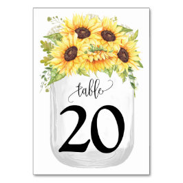 Numeração De Mesa Casamento entre Sunflower Mason Jar Country