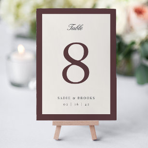 Numeração De Mesa Casamento Escrito Clássico em Borgonha Escuro
