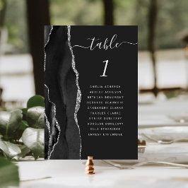 Numeração De Mesa Casamento Escuro Ágata Prata Preta