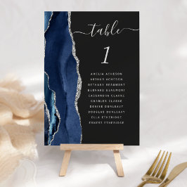 Numeração De Mesa Casamento Escuro Azul Navy Ágata Prata
