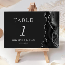 Numeração De Mesa Casamento Escuro de Ágata Preta Prata