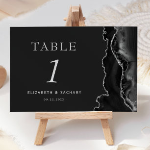 Numeração De Mesa Casamento Escuro de Ágata Preta Prata