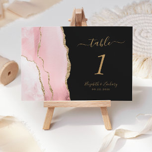 Numeração De Mesa Casamento Escuro, Dourado, Cor-de-Rosa