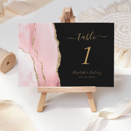 Numeração De Mesa Casamento Escuro Rosa Bege Ágata Dourada