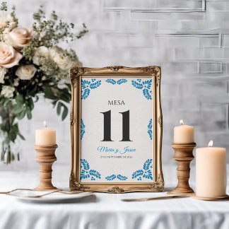 Numeração De Mesa Casamento Espanhol Minimalista Talavera Turquesa