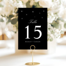 Casamento Estelar à Meia-Noite Preto e Branco