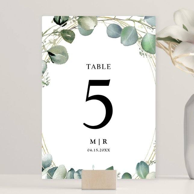 Numeração De Mesa Casamento Eucalyptus Elegante Greenery (Criador carregado)