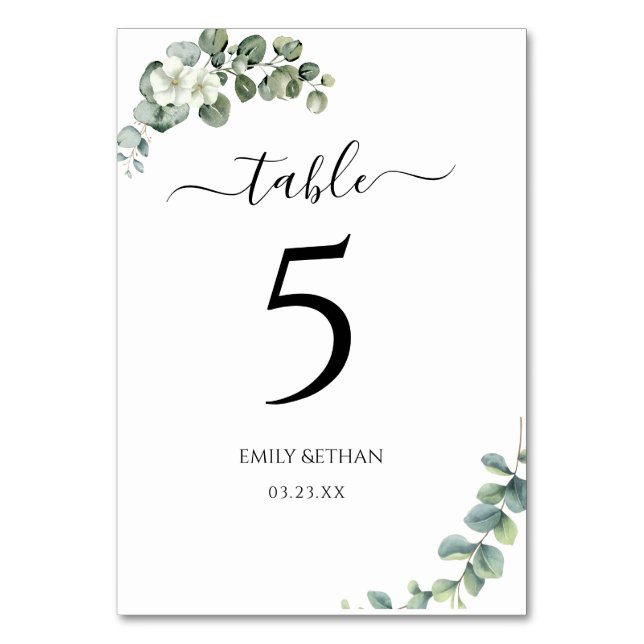 Numeração De Mesa Casamento Eucalyptus Rustic Greenery (Frente)