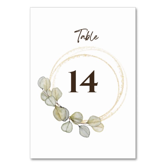Numeração De Mesa Casamento Eucalyptus Watercolor (Frente)