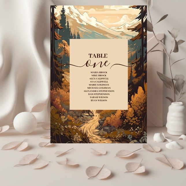 Numeração De Mesa Casamento Evergreen da Floresta Russa da Montanha (Criador carregado)