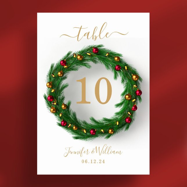 Numeração De Mesa Casamento Festivo Wreath Xmas Holiday (Festive Wreath Xmas Holiday Wedding Table Number)