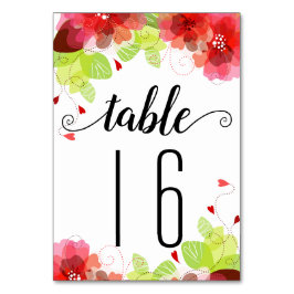 Numeração De Mesa Casamento flloral de flores vermelhas etéreas