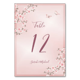Numeração De Mesa Casamento Flor de Cerejeira Rosa Bege