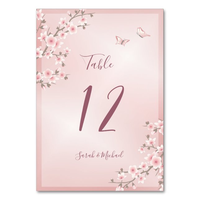Numeração De Mesa Casamento Flor de Cerejeira Rosa Rubor (Verso)