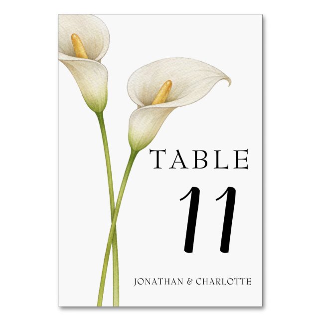 Numeração De Mesa Casamento Flor de Lírio Branco Moderno (Frente)