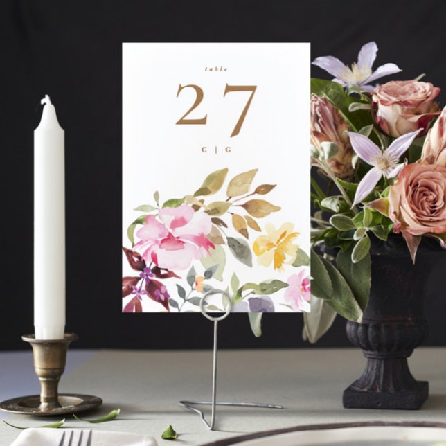 Numeração De Mesa Casamento Florais Aquarela Feliz (Criador carregado)