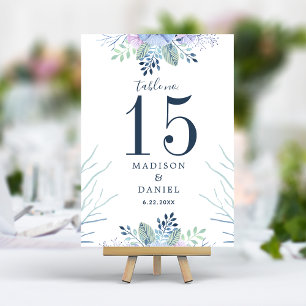 Numeração De Mesa Casamento Floral Água Marinha Azul Naval de Invern
