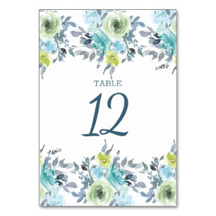 Numeração De Mesa Casamento Floral Amarelo Azul Claro Verde