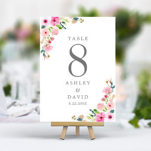 Numeração De Mesa Casamento Floral Aquático Rosa de Primavera