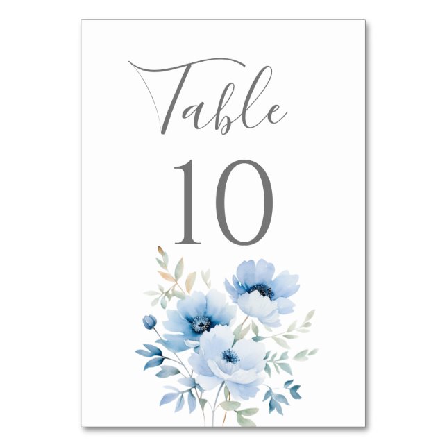 Numeração De Mesa Casamento Floral Azul (Frente)