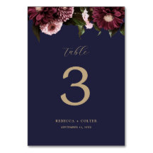 Casamento Floral Azul-Borgonha-Azul Elegante