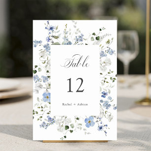 Numeração De Mesa Casamento Floral Azul Branco Verde Elegante