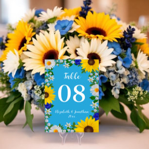 Numeração De Mesa Casamento Floral Azul Céu de Verão