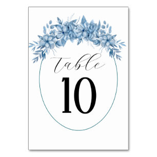 Numeração De Mesa Casamento Floral Azul de Cinza congelado