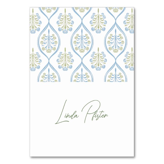 Numeração De Mesa Casamento Floral Azul e Verde Sob Medida  (Frente)