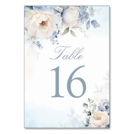 Numeração De Mesa Casamento Floral Azul Elegante Personalizado