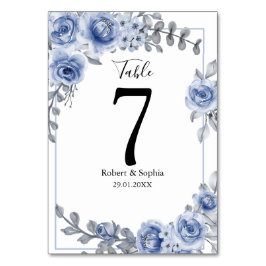 Numeração De Mesa Casamento Floral Azul Empoeirado