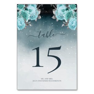 Numeração De Mesa Casamento Floral Azul Luxury Dusty