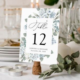 Numeração De Mesa Casamento Floral Azul Poético Elegante