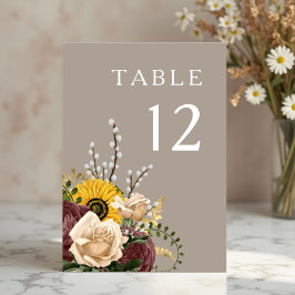 Numeração De Mesa Casamento Floral Bege Elegante
