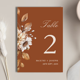 Numeração De Mesa Casamento Floral Boho de Terracota Moderno e Elega