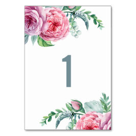 Numeração De Mesa Casamento floral boho rosa em aquarela. Flor de ja