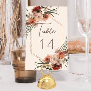 Numeração De Mesa Casamento Floral Boho Rust e Neutro de Outono