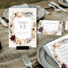 Numeração De Mesa Casamento Floral BOHO Rustic Elegant Fall Muted