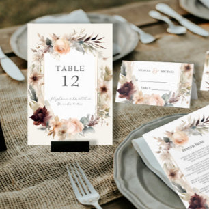 Numeração De Mesa Casamento Floral BOHO Rustic Elegant Fall Muted