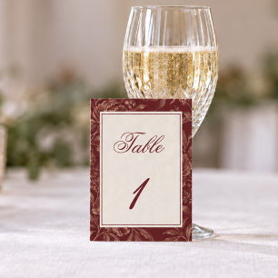 Numeração De Mesa Casamento Floral Borgonha