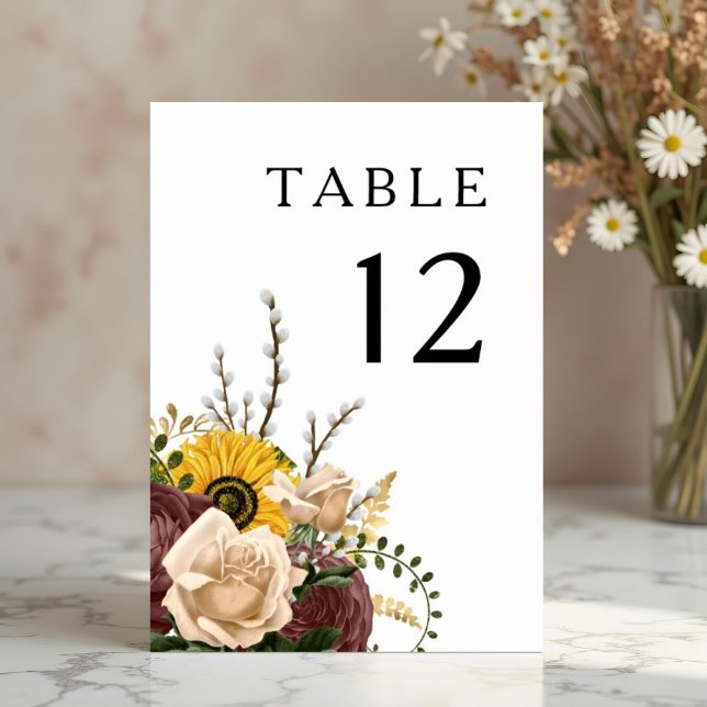Numeração De Mesa Casamento Floral Branco Elegante (Elegant White Floral Wedding Table Number)