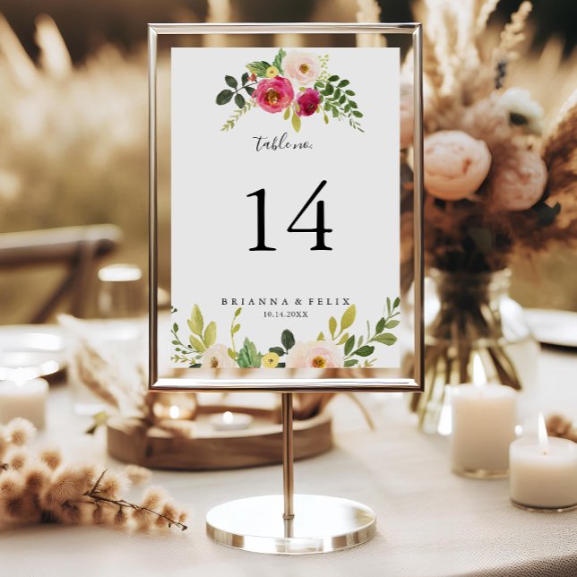 Numeração De Mesa Casamento Floral Cinza Verde (Criador carregado)