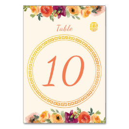Numeração De Mesa Casamento floral colorido bege chinês