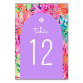 Numeração De Mesa Casamento Floral Colorido Moderno de Aquarela Trop