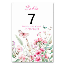 Numeração De Mesa Casamento Floral com Borboleta Rosa primavera
